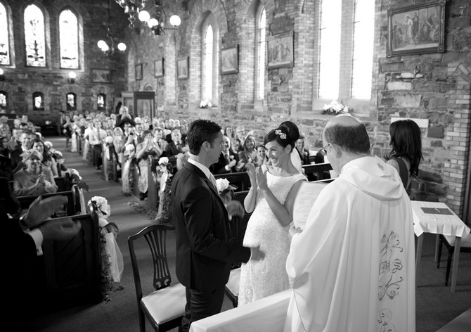 wedding ceremony church laughter